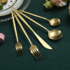 Just Houseware Silverware Sets 40 Pieces, Stainless Steel Flatware Sets, Titanium Plating Cutlery Set, Matte Gold Utensil Sets