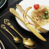 Jetcloudlive 20 Pcs Gold Silverware Set,Retro Royal Stainless Steel Flatware Utensil Sets for 4,Gold Luxury Cutlery Set Includes Forks Spoons Knives