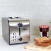 Total Chef 2 Slice Compact Wide Slot Toaster with 7 Shade Settings, Stainless Steel, Defrost and Reheat, Removable Crumb Tray, Easy to Clean