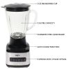 Total Chef 6 Speed Countertop Blender 51 oz Glass Jar 2 Pulse Options 500 W, Stainless Steel Blades