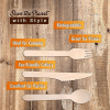 Biodegradable Disposable Wooden Cutlery Utensils – (Pack of 220) Wooden Utensils for Eating 100 Forks 60 Knives 60 Spoons 5.5-inch Set Eco-Friendly Co