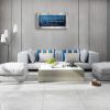 Christian Wall Art Decor Blue and Grey Canvas Prints Bless The Food Quote Wall Pictures Framed Artwork for Home Living Room Dining Room Kitchen Decora